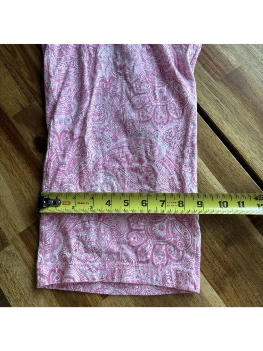 L Ralph Lauren Pajama Set Crop Women’s M Cotton Pink Paisley Cottagecore Preppy